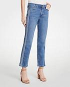 Ann Taylor Embroidered Side Stripe Straight Crop Jeans
