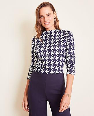 Ann Taylor Houndstooth Slip Neck Knit Top