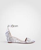 Ann Taylor Giuliana Exotic Embossed Leather Wedge Sandals