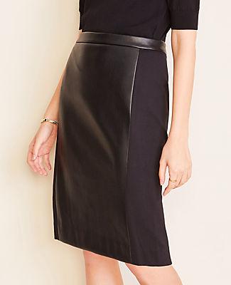 Ann Taylor Faux Leather Paneled Pencil Skirt
