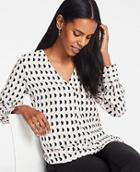 Ann Taylor Half Circle Mixed Media Pleat Front Top