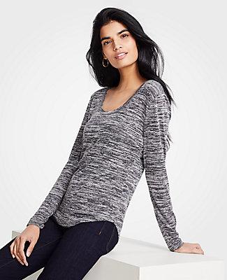 Ann Taylor Marled Scoop Neck Long Sleeve Tee