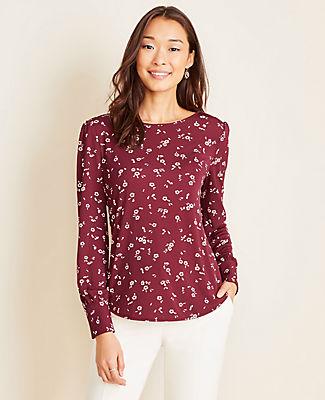 Ann Taylor Floral Matte Jersey Top
