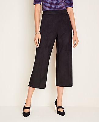 Ann Taylor Faux Suede Wide Leg Crop Pants