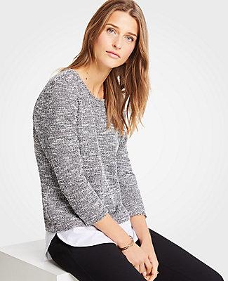 Ann Taylor Mixed Media Tweed Knit Top