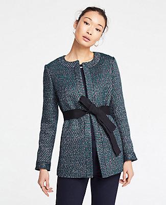 Ann Taylor Tweed Belted Jacket