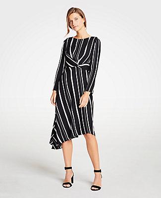 Ann Taylor Mixed Stripe Knot Flare Dress