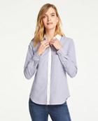 Ann Taylor Contrast Trim End On End Cotton Perfect Shirt