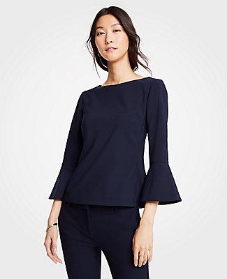 Ann Taylor Seasonless Stretch Flounce Sleeve Top