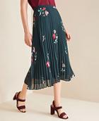 Ann Taylor Floral Micro Pleat Skirt