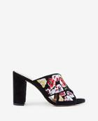 Ann Taylor Jeanette Embroidered Suede Heeled Sandals