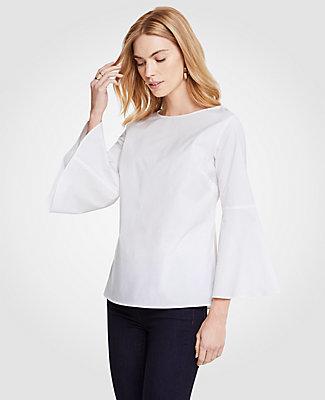 Ann Taylor Poplin Fluted Sleeve Top