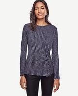 Ann Taylor Geo Crepe Side Pleat Top