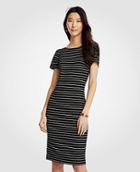 Ann Taylor Stripe Puff Sleeve Ponte Sheath Dress