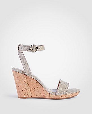 Ann Taylor Haydee Linen Wedge Sandals
