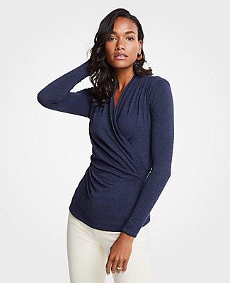 Ann Taylor Long Sleeve Wrap Top