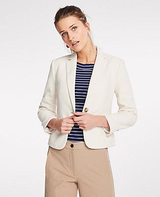 Ann Taylor Piped Textured Blazer