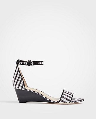 Ann Taylor Giuliana Gingham Wedge Sandals