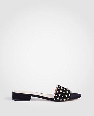 Ann Taylor Fleur Suede Studded Slide Sandals
