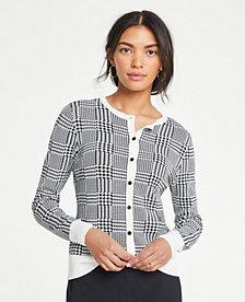 Ann Taylor Glen Plaid Ann Cardigan