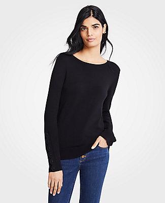 Ann Taylor Scalloped Button Cuff Sweater