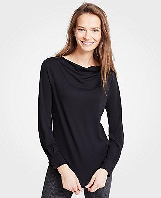 Ann Taylor Cowl Neck Long Sleeve Top