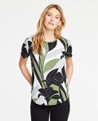 Ann Taylor Colorblock Floral Mixed Media Tee
