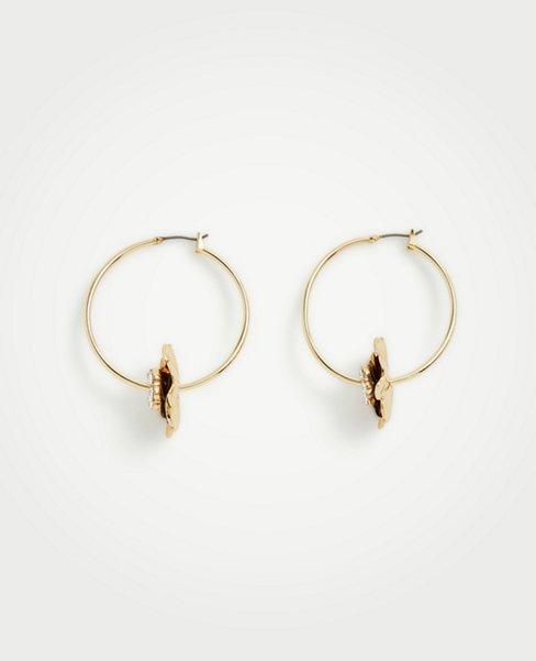 Ann Taylor Statement Flower Hoop Earrings