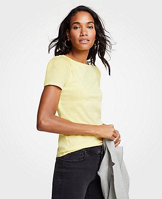 Ann Taylor Puff Sleeve Pima Cotton Tee