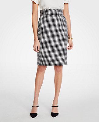 Ann Taylor Curvy Gingham Pencil Skirt