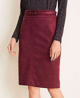Ann Taylor Curvy Faux Suede Belted Pencil Skirt
