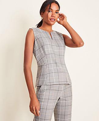 Ann Taylor The Split Neck Top In Windowpane