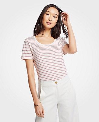 Ann Taylor Striped Scoop Neck Tee