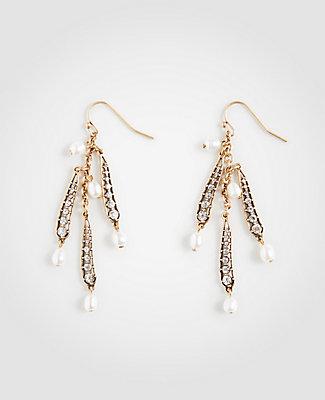 Ann Taylor Pearlized Pave Dangle Earrings