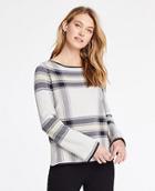 Ann Taylor Plaid Jacquard Bell Sleeve Sweater