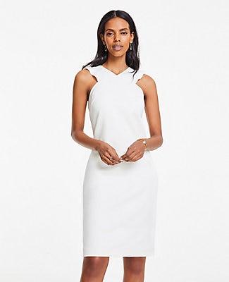 Ann Taylor Doubleweave Ruffle Halter Shift Dress