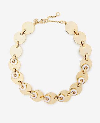 Ann Taylor Mother Of Pearl Disc Statement Necklace