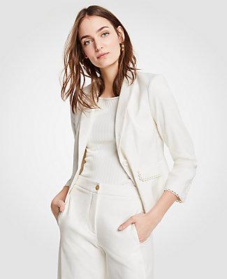 Ann Taylor Linen Blend Ruffle Newbury Blazer