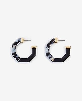 Ann Taylor Marbleized Hexagon Hoop Earrings