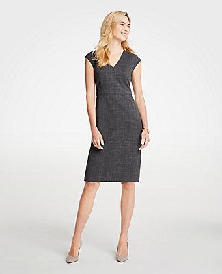 Ann Taylor Crosshatch V-neck Sheath Dress