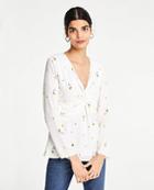 Ann Taylor Floral Knot Front Blouse