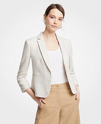 Ann Taylor Textured Tweed One Button Blazer