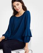 Ann Taylor Lantern Ruffle Sleeve Blouse