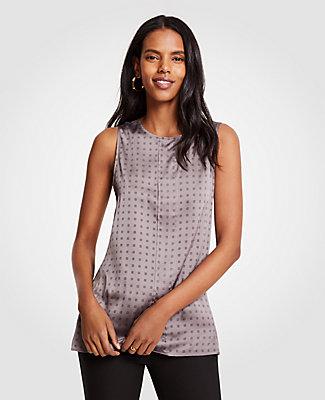 Ann Taylor Geo Floral Pleated Shell