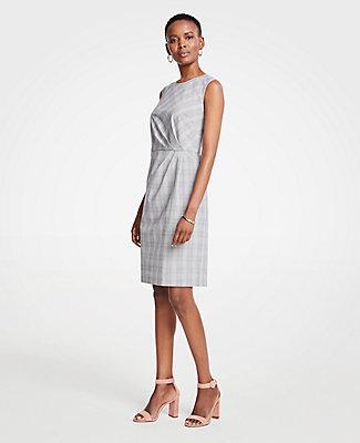 Ann Taylor Glen Plaid Ruched Sheath Dress