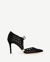 Ann Taylor Aimee Suede Scalloped Mesh Pumps