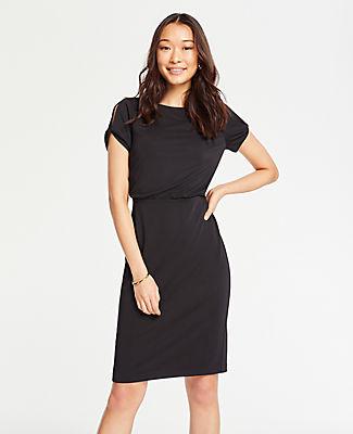 Ann Taylor Slit Sleeve Matte Jersey Sheath Dress