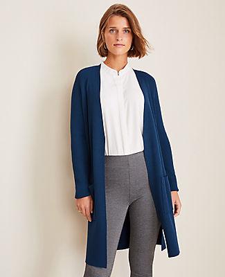 Ann Taylor Seasonless Yarn Ribbed Open Cardigan