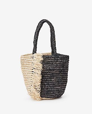 Ann Taylor Fringe Straw Bag