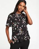 Ann Taylor Meadow Floral Pleated Top